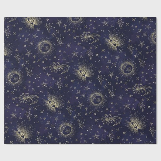 Mystiek design  stijl. Oog, maan, sterren Cadeaupapier (Vlak)