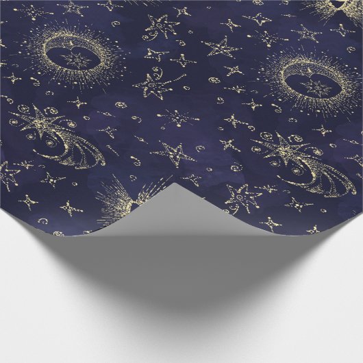 Mystiek design  stijl. Oog, maan, sterren Cadeaupapier (Hoek)