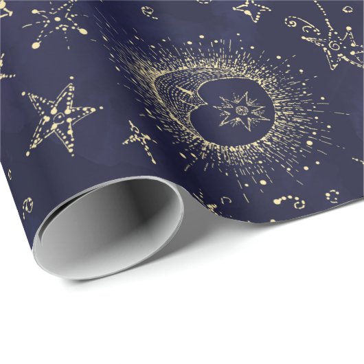 Mystiek design  stijl. Oog, maan, sterren Cadeaupapier (Rol Hoek)