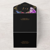 Mystiek donker en romantisch bruiloft ontwerp all in one uitnodiging (Buitenkant)