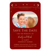 Mystiek Donkerrood Goud Zon Maan Sterren Celestial Magneet (Verticaal)