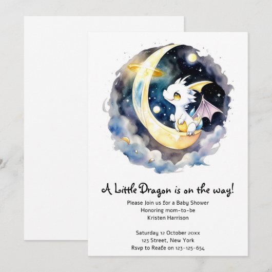 Mystiek Dragon Baby shower Kaart (Voorkant / Achterkant)