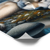 Mystiek Een indiaanse vrouw met wolven 16x12 Poster (Hoek)