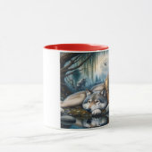 Mystiek Een indiaanse vrouw met wolven 5x7 Mok (Midden)