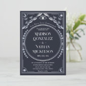 Mystiek Elegant Zilveren Tarot Gotische Huwelijk Kaart (Staand voorkant)