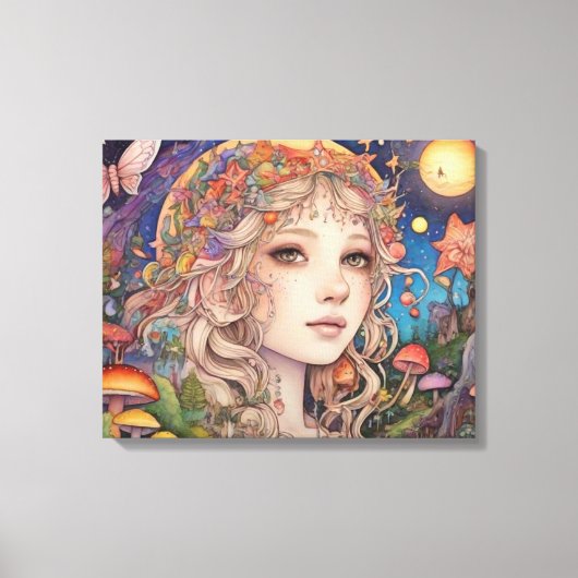 Mystiek Fantasy Meisje - Magisch Canvas Afdruk (Voorkant)