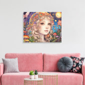 Mystiek Fantasy Meisje - Magisch Canvas Afdruk (Insitu (Woonkamer))
