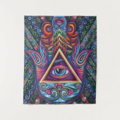 Mystiek gekleurd alziend oog wandkleed (Voorkant)