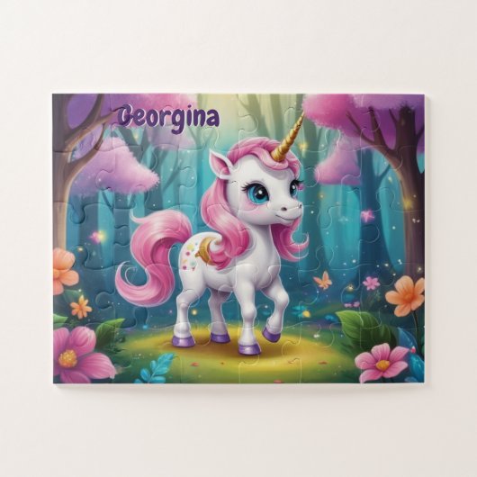 Mystiek Glitter Forest Eenhoorn Avontuur Legpuzzel (Horizontaal)