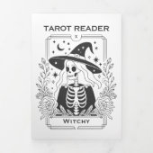 Mystiek gotisch zwart-wit heks tarotontwerp drieluik kaart (Cover)