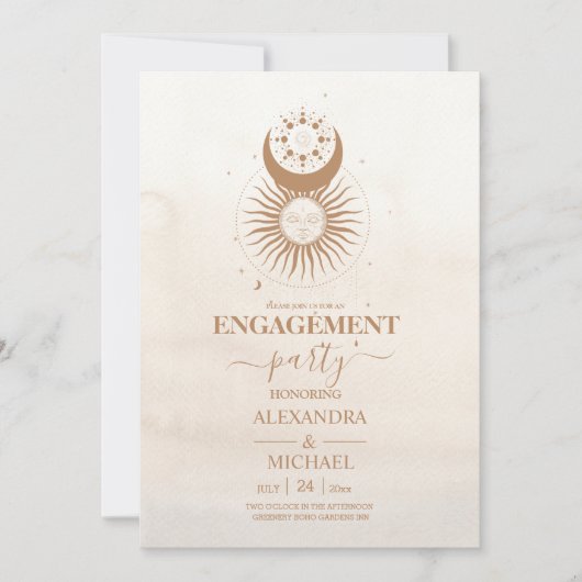 Mystiek Goud Celestial Stars Verloving Kaart (Voorkant)