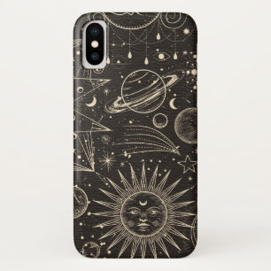 Mystiek Goud en Zwart Zon en Maan Ontwerp Case-Mate iPhone Case