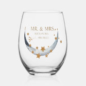 Mystiek Goud Hemelse Maan Bruiloft Wijnglas Zonder Voet (Voorkant)