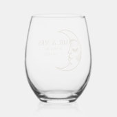 Mystiek Goud Hemelse Maan Bruiloft Wijnglas Zonder Voet (Achterkant)