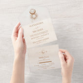 Mystiek Goud Hemelse Sterren Bruiloft All In One Uitnodiging (Afscheurbaar)