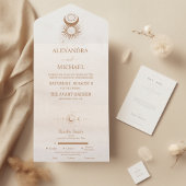 Mystiek Goud Hemelse Sterren Bruiloft All In One Uitnodiging