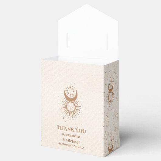 Mystiek Goud Hemelse Sterren Bruiloft Bedankdoosjes (Geopend)