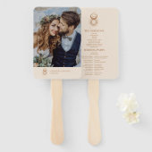 Mystiek Goud Hemelse Sterren Bruiloft Handwaaier (Voorkant en achterkant)