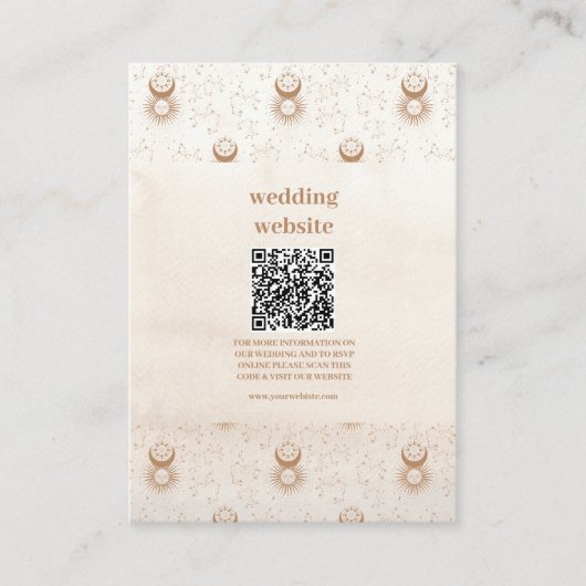 Mystiek Goud Hemelse Sterren Bruiloft Informatiekaartje (Voorkant)