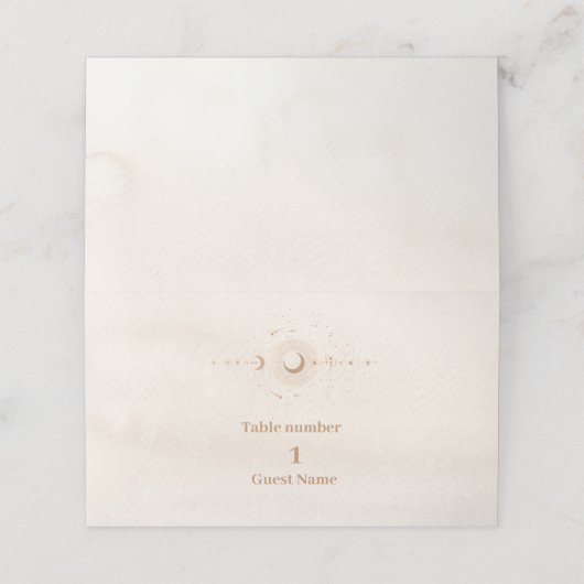 Mystiek Goud Hemelse Sterren Bruiloft Plaatskaartje (Buitenkant ongevouwen)