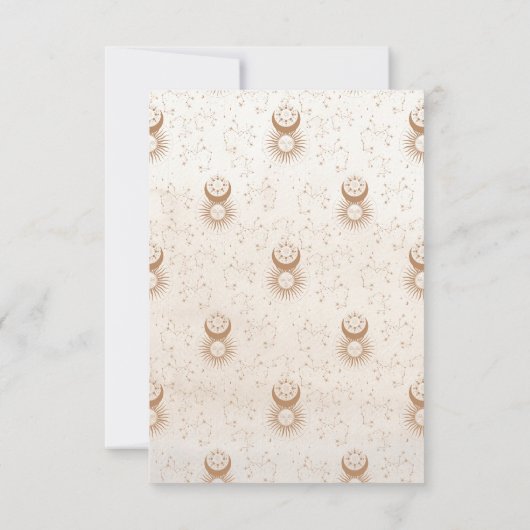 Mystiek Goud Hemelse Sterren Bruiloft RSVP Kaartje (Achterkant)