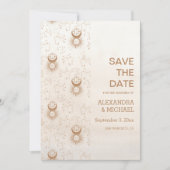 Mystiek Goud Hemelse Sterren Bruiloft Save The Date (Voorkant)