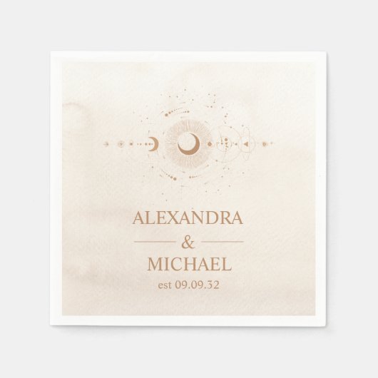 Mystiek Goud Hemelse Sterren Bruiloft Servet (Voorkant)