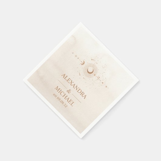 Mystiek Goud Hemelse Sterren Bruiloft Servet (Hoek)