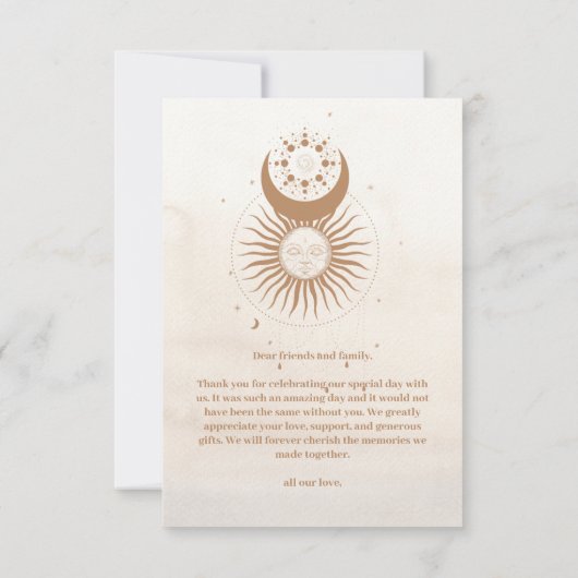 Mystiek Goud Hemelse Sterren Trouwfoto Bedankkaart (Achterkant)