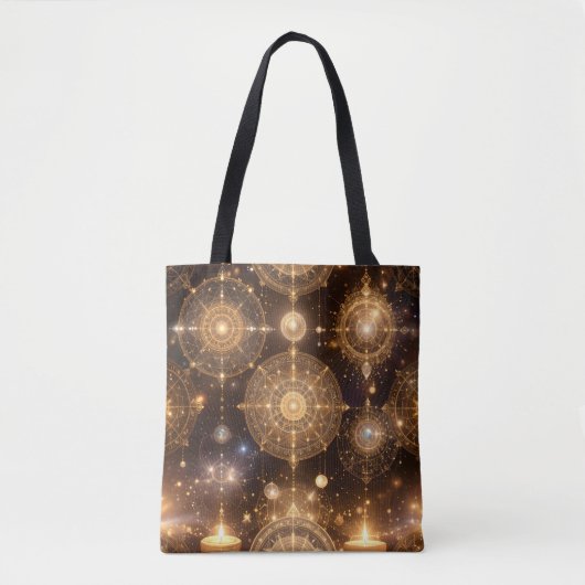 Mystiek gouden hemelpatroon Canvas tas (Voorkant)
