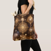 Mystiek gouden hemelpatroon Canvas tas (Dichtbij)