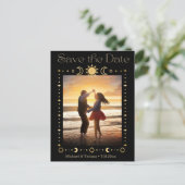 Mystiek gouden script QR code foto Opslaan van de Aankondigingskaart (Staand voorkant)