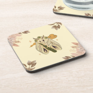 Mystiek Grafisch Kunstwerk, Beige Fae Moth Bier Onderzetter