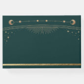 Mystiek Groen Goud Zon Maan Sterren Bruiloft Gastenboek (Achterkant)