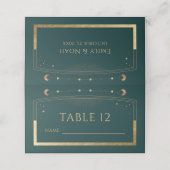 Mystiek Groen Goud Zon Maan Sterren Bruiloft Plaatskaartje (Buitenkant ongevouwen)
