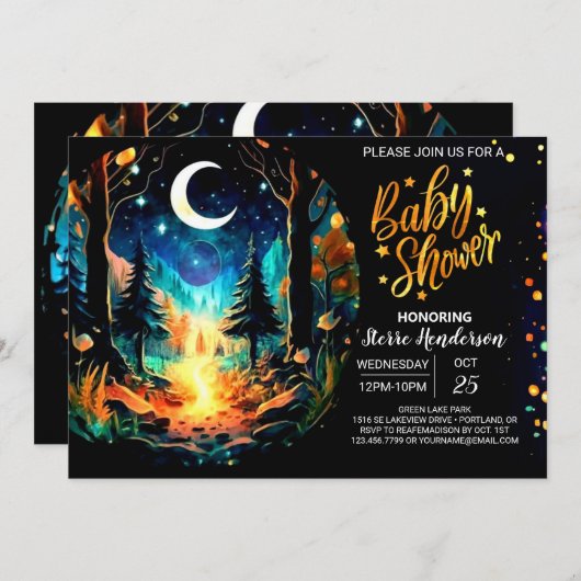 Mystiek Grove Boho Baby shower Kaart (Voorkant / Achterkant)