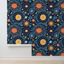 mystiek hemelpatroon | Moon Stars Galaxy Behang