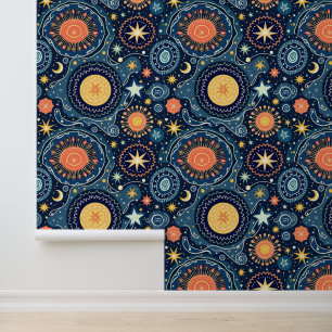 mystiek hemelpatroon Moon Stars Galaxy Behang