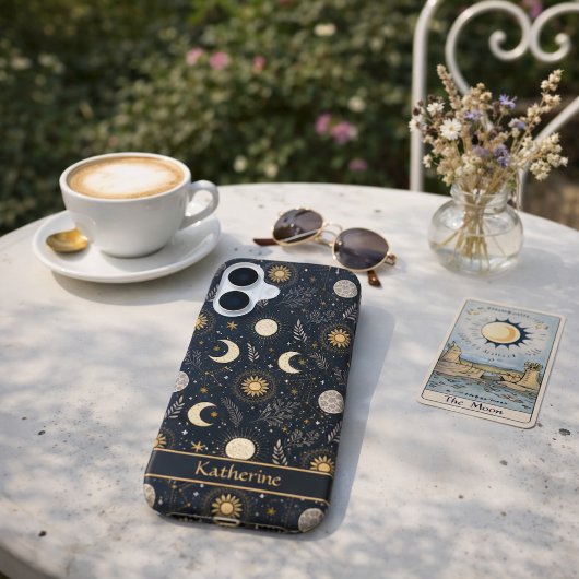 Mystiek Hemels Maanpatroon Aangepaste Naam iPhone 16 Hoesje