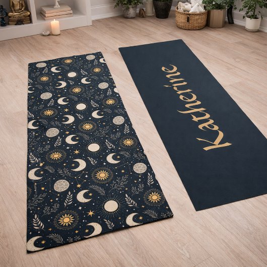 Mystiek Hemels Maanpatroon Aangepaste Naam Yogamat