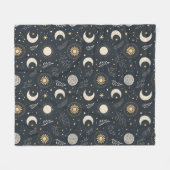 Mystiek Hemels Maanpatroon Fleece Deken (Voorkant (Horizontaal))