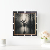 Mystiek herfstbos silhouet vierkante klok (Huis)