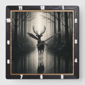 Mystiek herfstbos silhouet vierkante klok (Voorkant)