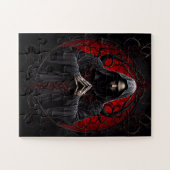 Mystiek Hooded Figuur in Rood Bidden Legpuzzel (Horizontaal)