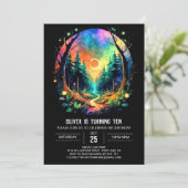 Mystiek hout betoverde verjaardag kaart (Staand voorkant)