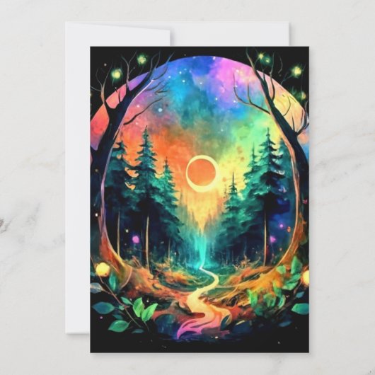 Mystiek hout betoverde verjaardag kaart (Achterkant)