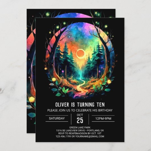 Mystiek hout betoverde verjaardag kaart (Voorkant / Achterkant)