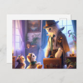 Mystiek Kat gaat werken Briefkaart (Voorkant / Achterkant)