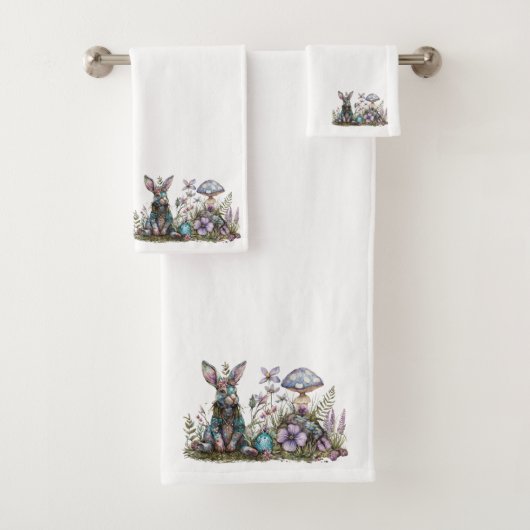 Mystiek konijn met paddenstoelen bad handdoek (Insitu)
