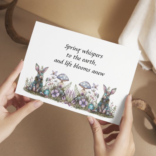 Mystiek konijn met paddenstoelen kaart